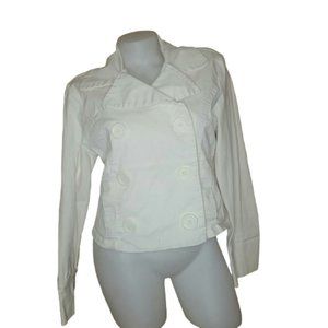 White Double Breasted Cotton Jacket Size Large